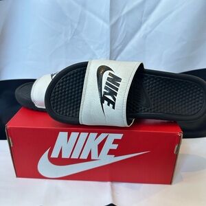Nike Black and White Slide Sandals